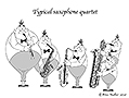saxophone quartet, cartoon, humor, Brice Mallier